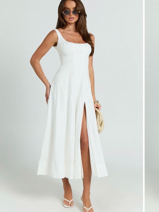 Showpo. Dresses & Skirts - Showpo White Midi Dress with Front Split